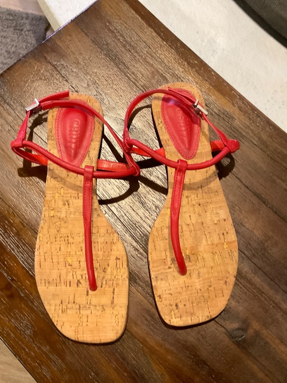 Schultz Elisha Flat Sandal Red Leather Size 7 - Picture 2 of 6